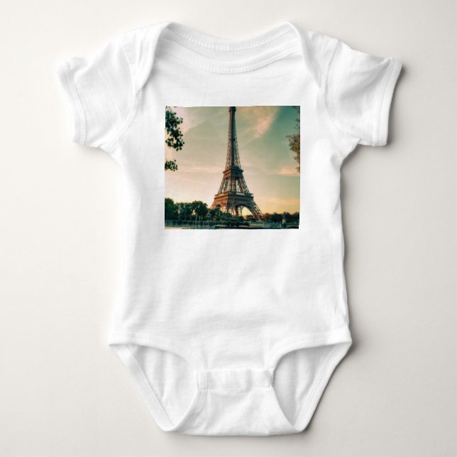 Eiffel tower throw pillow baby bodysuit (Front)