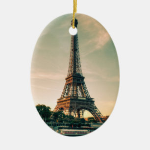 Eiffel tower throw pillow ceramic tree decoration