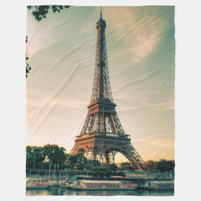 Eiffel tower throw pillow fleece blanket (Front)
