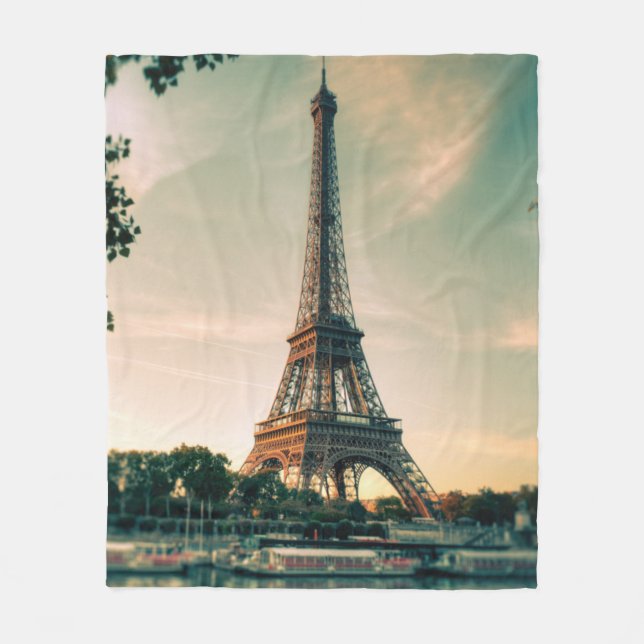 Eiffel tower throw pillow fleece blanket (Front)