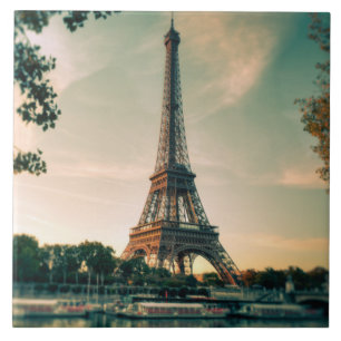 Eiffel tower throw pillow tile
