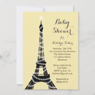 Eiffel Tower Twinkles Baby Shower Invitation