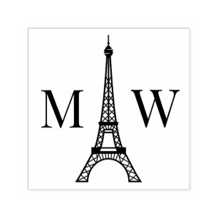 Eiffel Tower Two Initial Couple Wedding Monogram 2 Self-inking Stamp