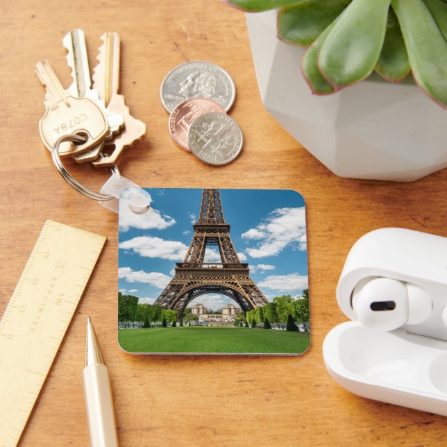 Eiffel Tower View from Champ de Mars Public Park Key Ring (Desk)