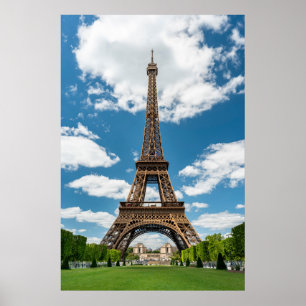 Eiffel Tower View from Champ de Mars Public Park Poster
