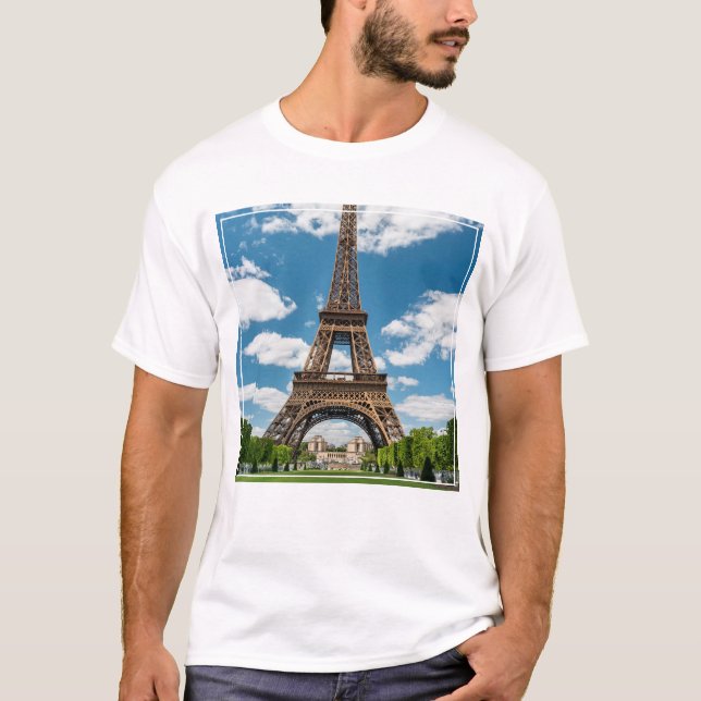 Eiffel Tower View from Champ de Mars Public Park T-Shirt (Front)