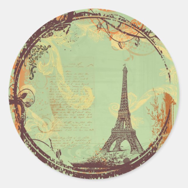 Eiffel Tower Vintage Style Stickers Tags (Front)