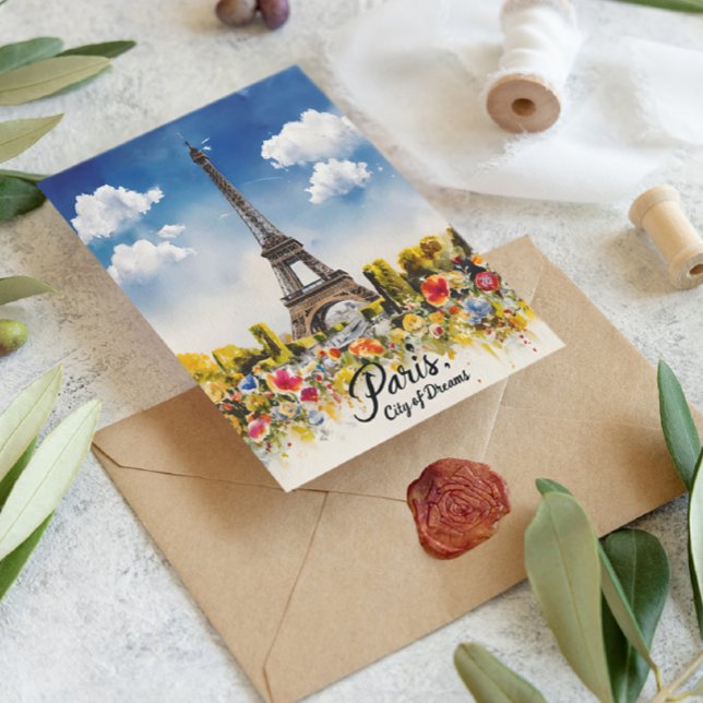 Eiffel Tower Watercolor Dream Postcard (Creator Uploaded)