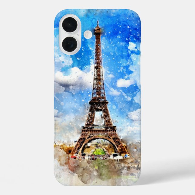 Eiffel Tower watercolor painting Case-Mate iPhone Case (Back)