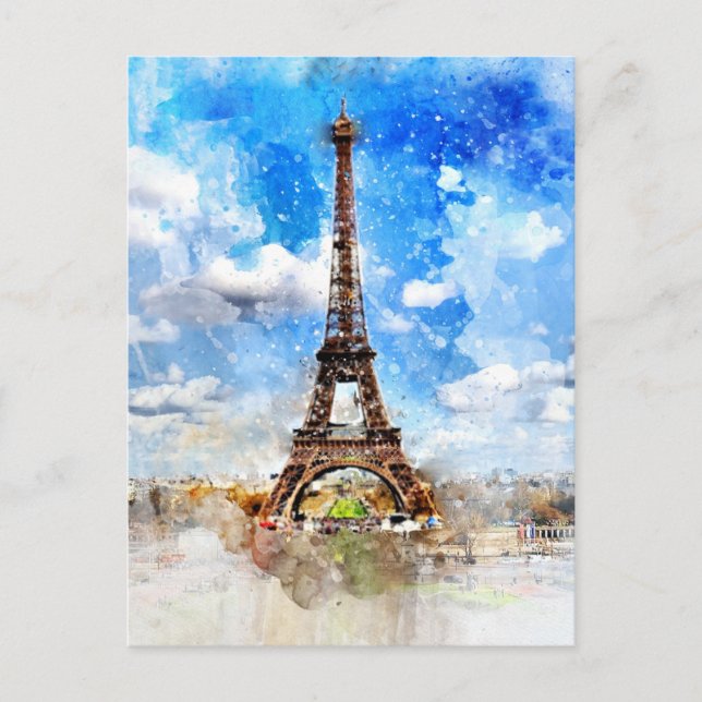 Eiffel Tower watercolor painting Postcard (Front)