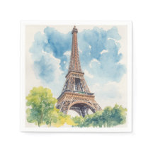 Eiffel Tower Watercolor Paris France Painted