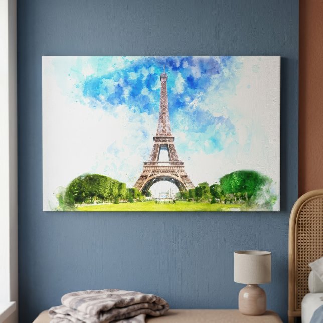 Eiffel Tower Watercolor Paris Skyline Art Print (Eiffel Tower Watercolor Paris Skyline Art Print. Canvas Print)