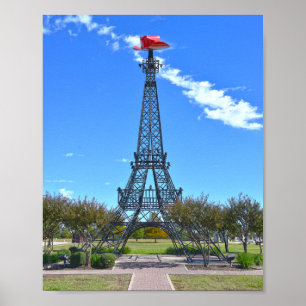 Eiffel Tower Wearing Red Cowboy Hat, Paris, Texas Poster