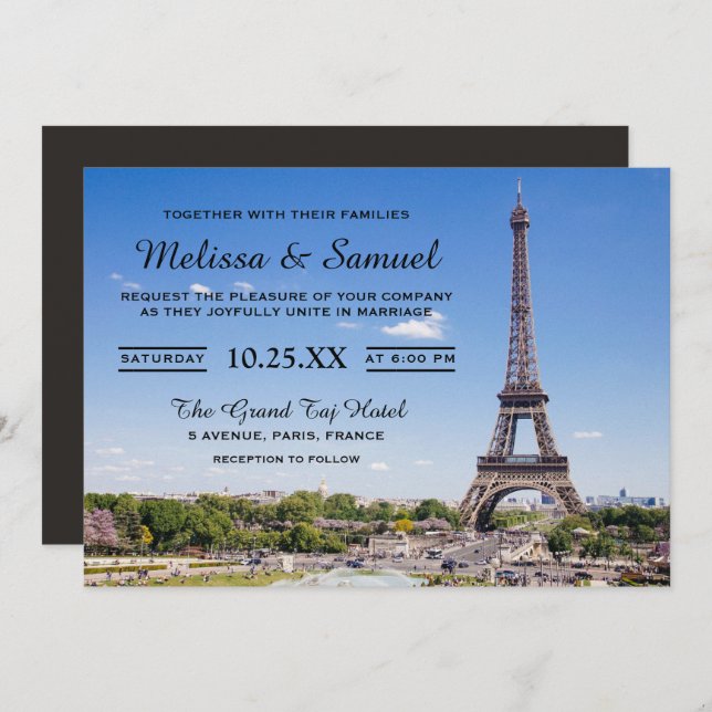 Eiffel Tower Wedding Invitation (Front/Back)