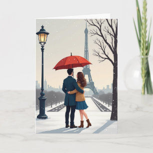 Eiffel Tower Winter Romance Card