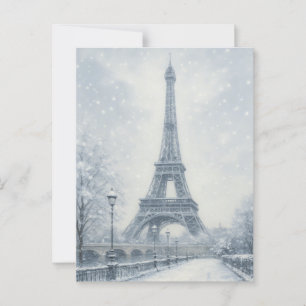 Eiffel Tower Winter Scene Paris Postcard
