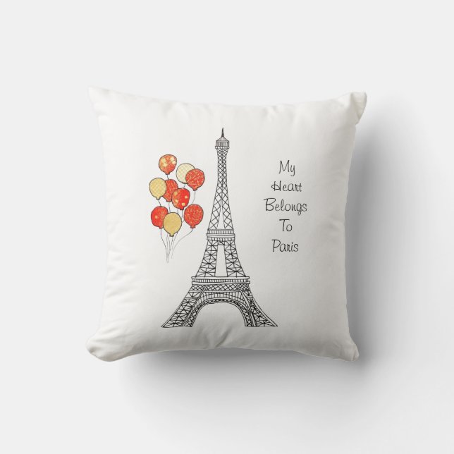 Eiffel Tower with balloons Cushion (Front)