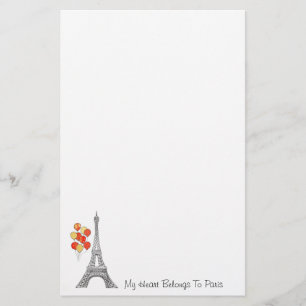 Eiffel Tower with balloons Notepaper Stationery