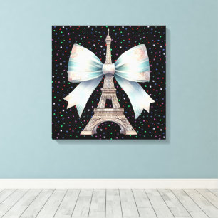 Eiffel Tower with Bow Throw Pillow Canvas Print