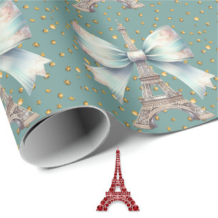 Eiffel Tower With Bow Wrapping Paper
