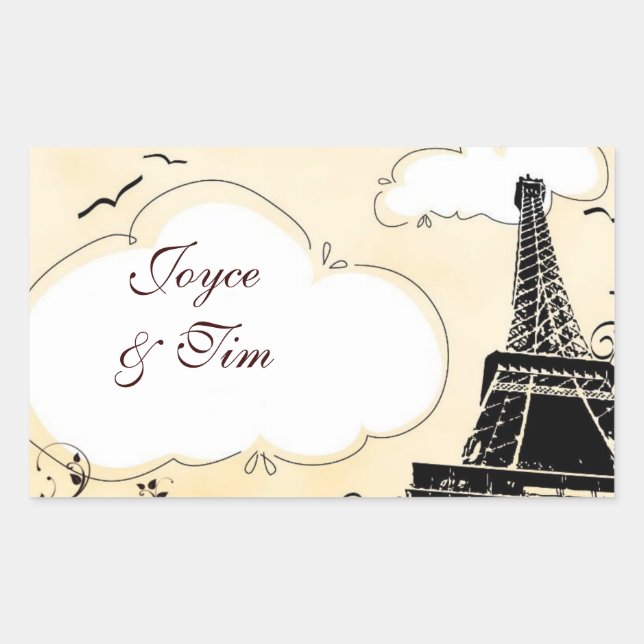 Eiffel Tower with clouds Rectangular Sticker (Front)