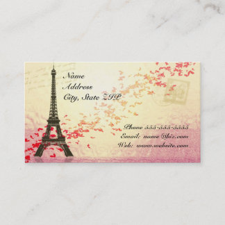 Eiffel Tower with floating hearts Business Card