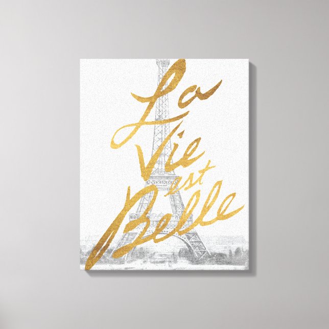 Eiffel Tower with Gold writing Canvas Print (Front)