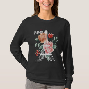 Eiffel Tower with Rose Love Paris France Souvenir T-Shirt