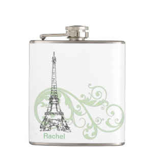 Eiffel Tower with Scrolls Hip Flask