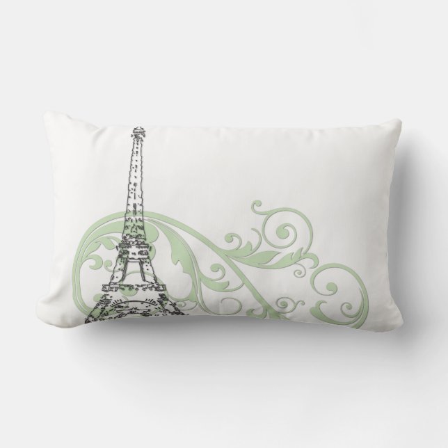 Eiffel Tower with Scrolls Lumbar Cushion (Front)