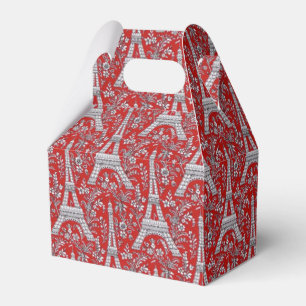 Eiffel Towers and Flowers Red Favour Box