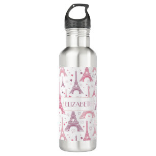Eiffel Towers and hearts personalised 710 Ml Water Bottle