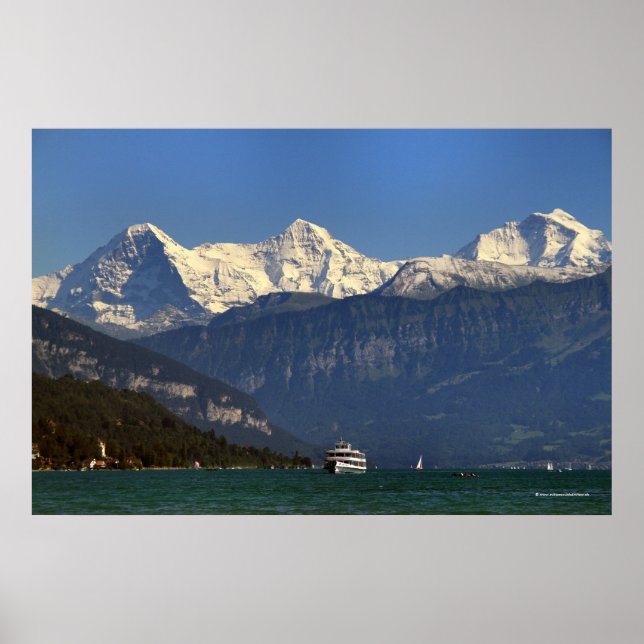 Eiger, Mönch & Jungfrau, Thunersee, Switzerland Poster (Front)
