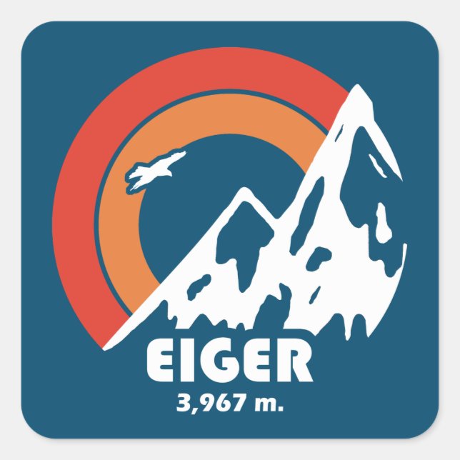 Eiger Sun Eagle Square Sticker (Front)