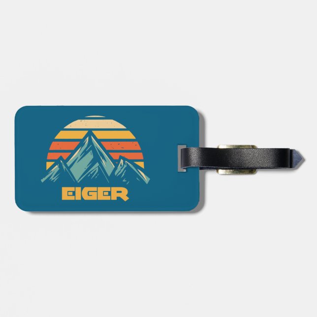 Eiger Switzerland Retro Turquoise Luggage Tag (Back Horizontal)
