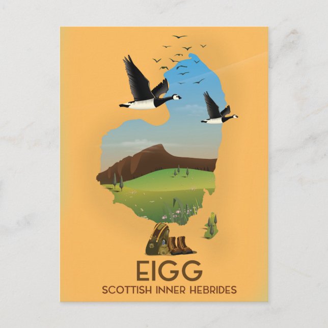 Eigg Scottish Inner Hebrides Map Postcard (Front)