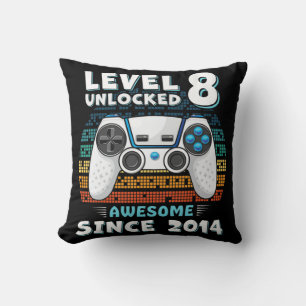 Eight 8yr BDay Son Boy Fun Gamer 8th 8 Years Old B Cushion