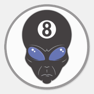 eight ball alien head classic round sticker