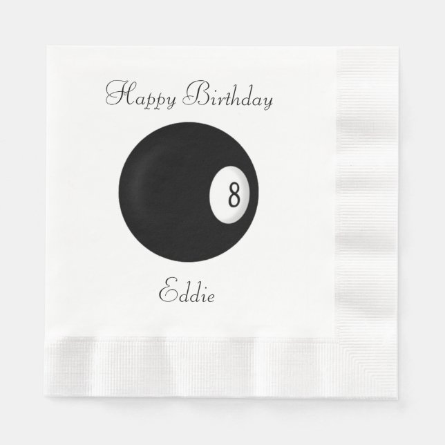 Eight Ball Billiard Theme Custom Napkin (Front)