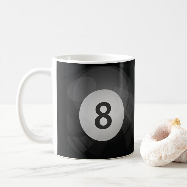 Eight Ball Billiards Coffee Mug, Cup (With Donut)