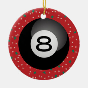 Eight Ball Ceramic Tree Decoration