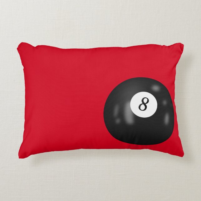Eight Ball On Red Accent Pillow (Front)