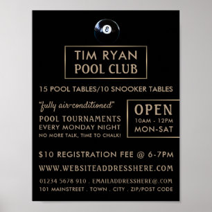 Eight Ball, Pool Club, Snooker Club Advertising Poster