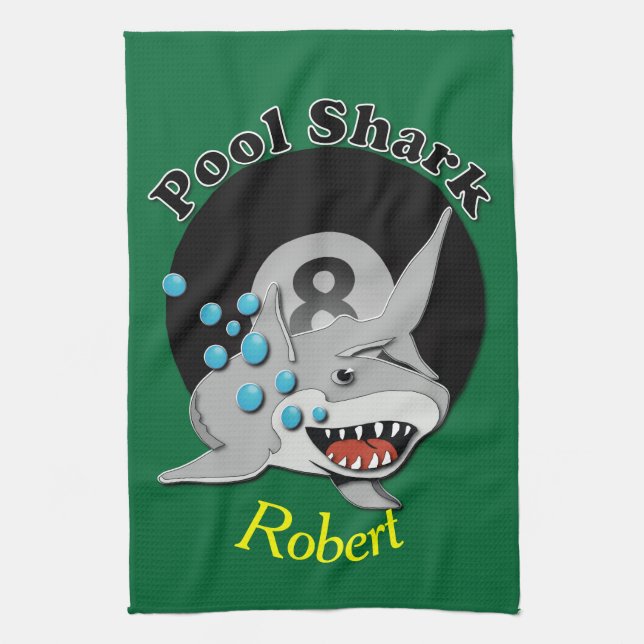 Eight Ball Pool Shark Tea Towel (Vertical)