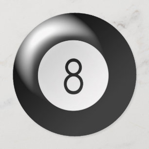 Eight ball pool theme circle party invitations