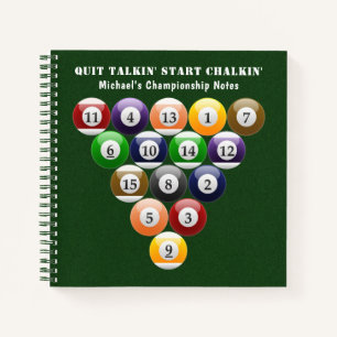 Eight-Ball Rack Billiard Balls 8-Ball Pool Game Notebook