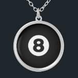 Eight Ball Silver Plated Necklace<br><div class="desc">Pool Eight ball (8ball). Custom text.</div>