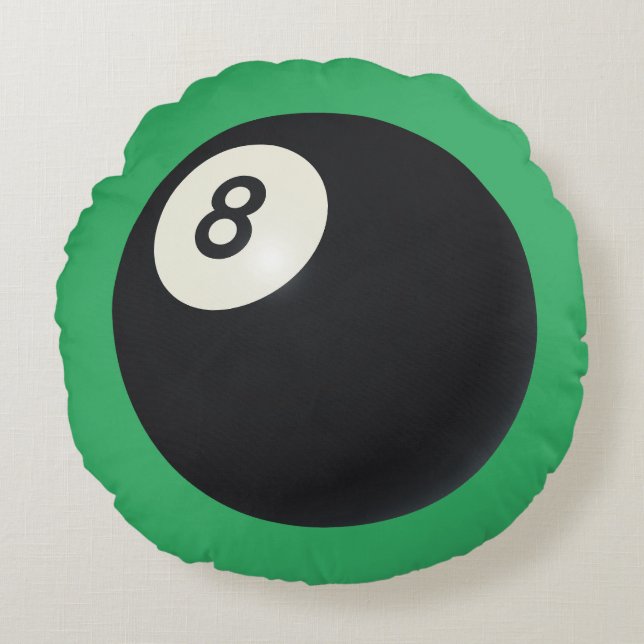 Eight Ball Y2K Snooker 90s Green  Round Cushion (Front)