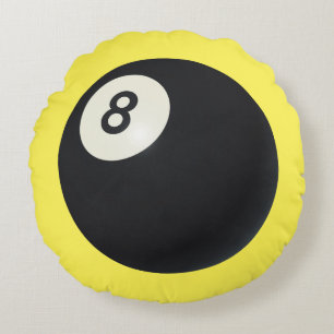 Eight Ball Y2K Snooker 90s Yellow Round Cushion