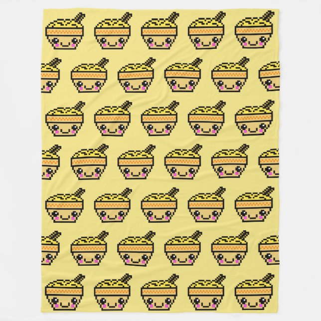 Eight Bit Kawaii Noodle Bowl TP Fleece Blanket (Front)